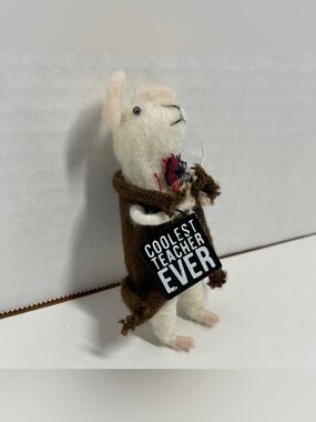 Primitives By Kathy Felt Mice Ornament “Coolest Teacher Ever ” Critter, Male
